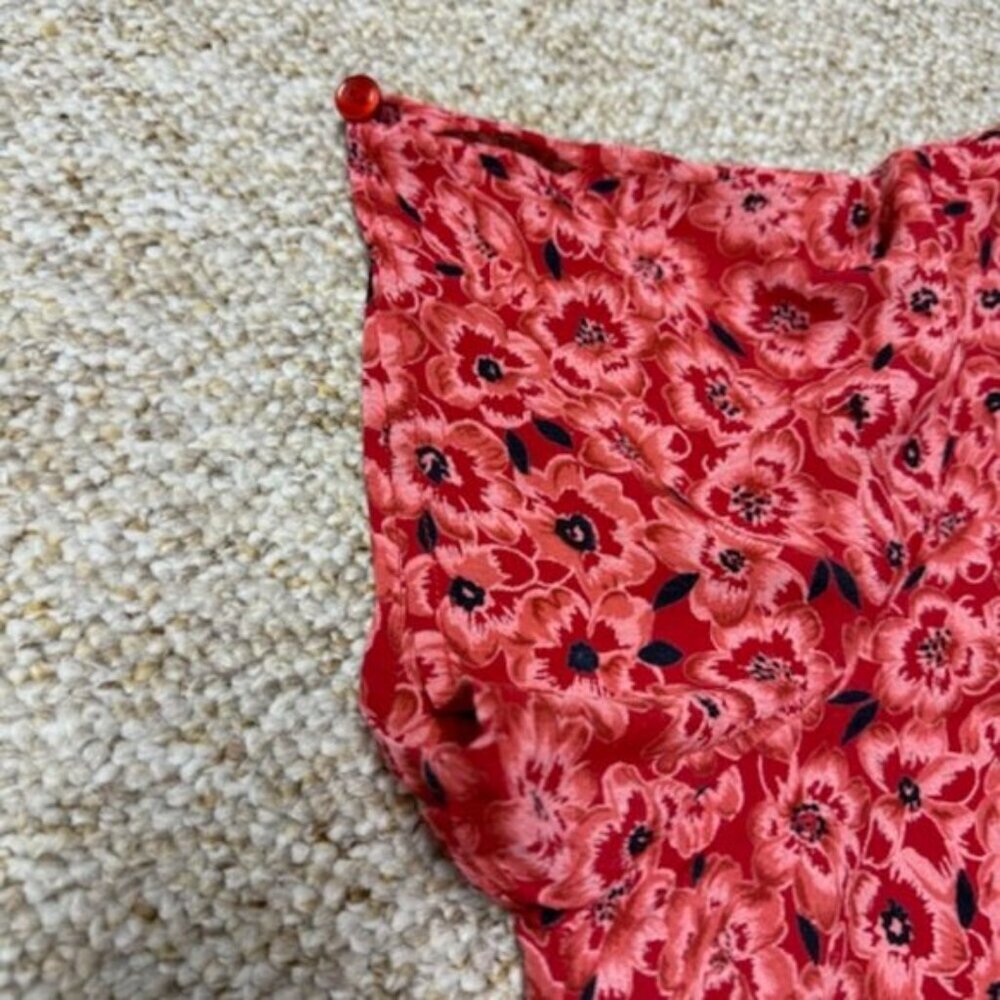 Kathie Lee Top Womens Size 22W/24W Dark Pink Floral Embroidered Button Front - Picture 9 of 10